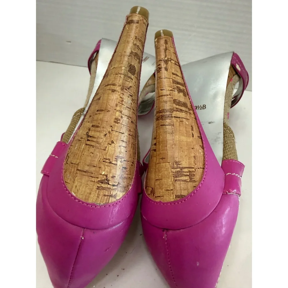 Charles by Charles David Pink Patent Polka Dot Cork Platform Sandals 9.5B